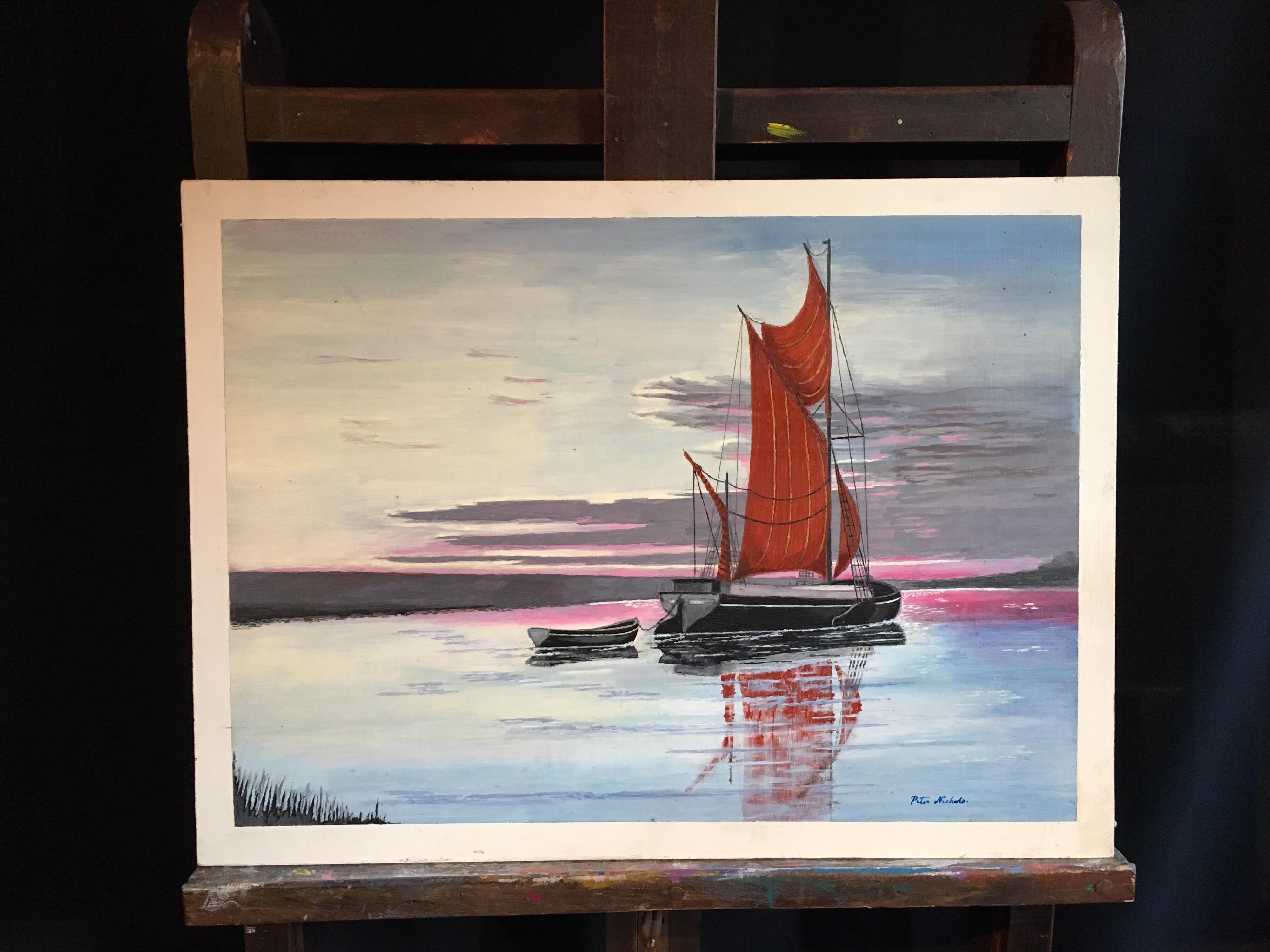 red sailboat painting
