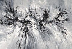 Peinture Energy XL 4 en noir et blanc, acrylique sur toile
