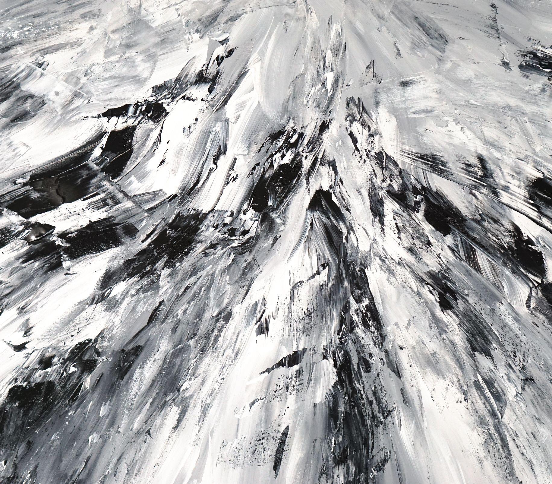 Black And White Energy XXL 1, Painting, Acrylic on Canvas - Gray Abstract Painting by Peter Nottrott