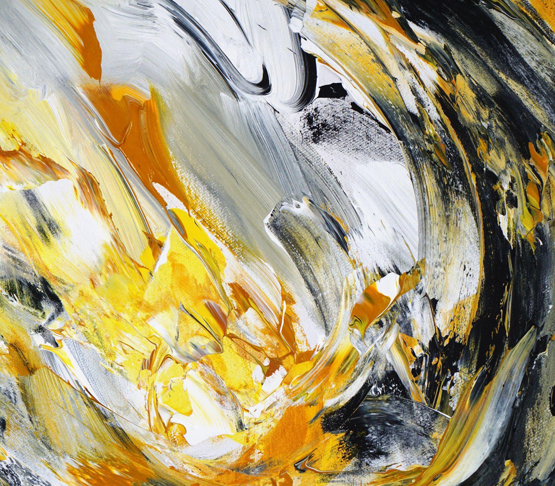 Elegance Yellow Anthracite XL 1, Painting, Acrylic on Canvas For Sale 2