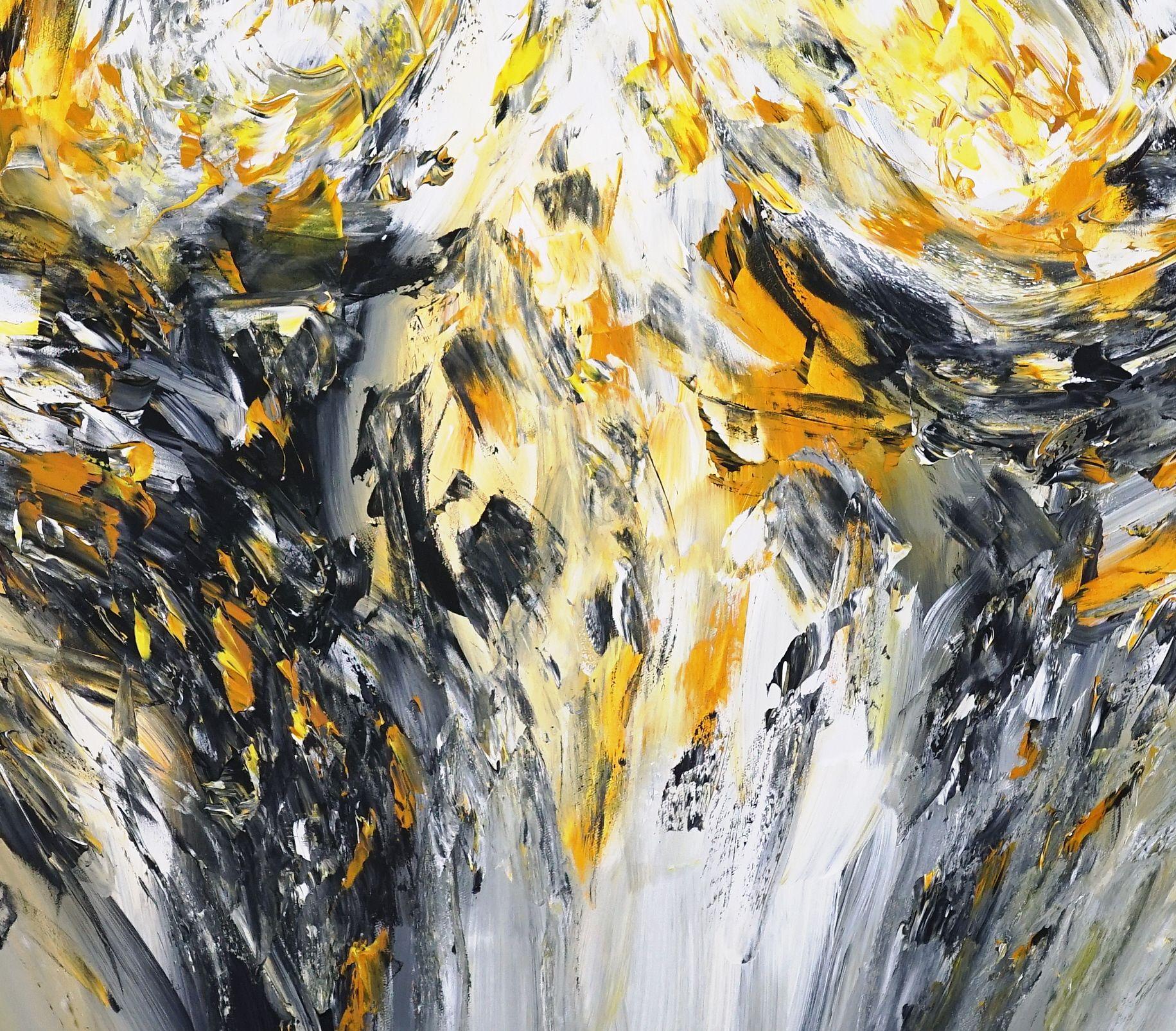 Elegance Yellow Anthracite XL 1, Painting, Acrylic on Canvas For Sale 3