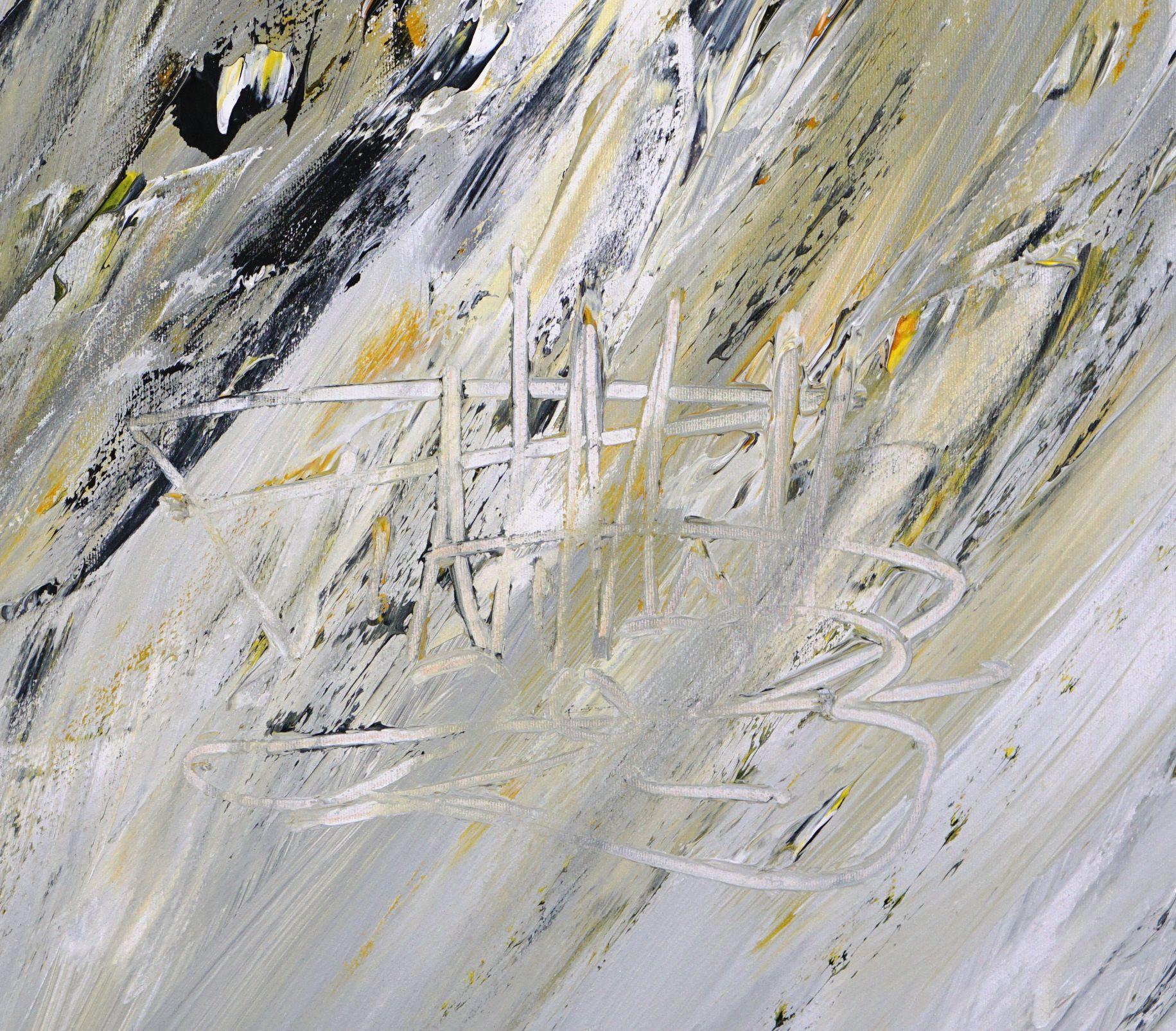 Elegance Yellow Anthracite XL 1, Painting, Acrylic on Canvas For Sale 4