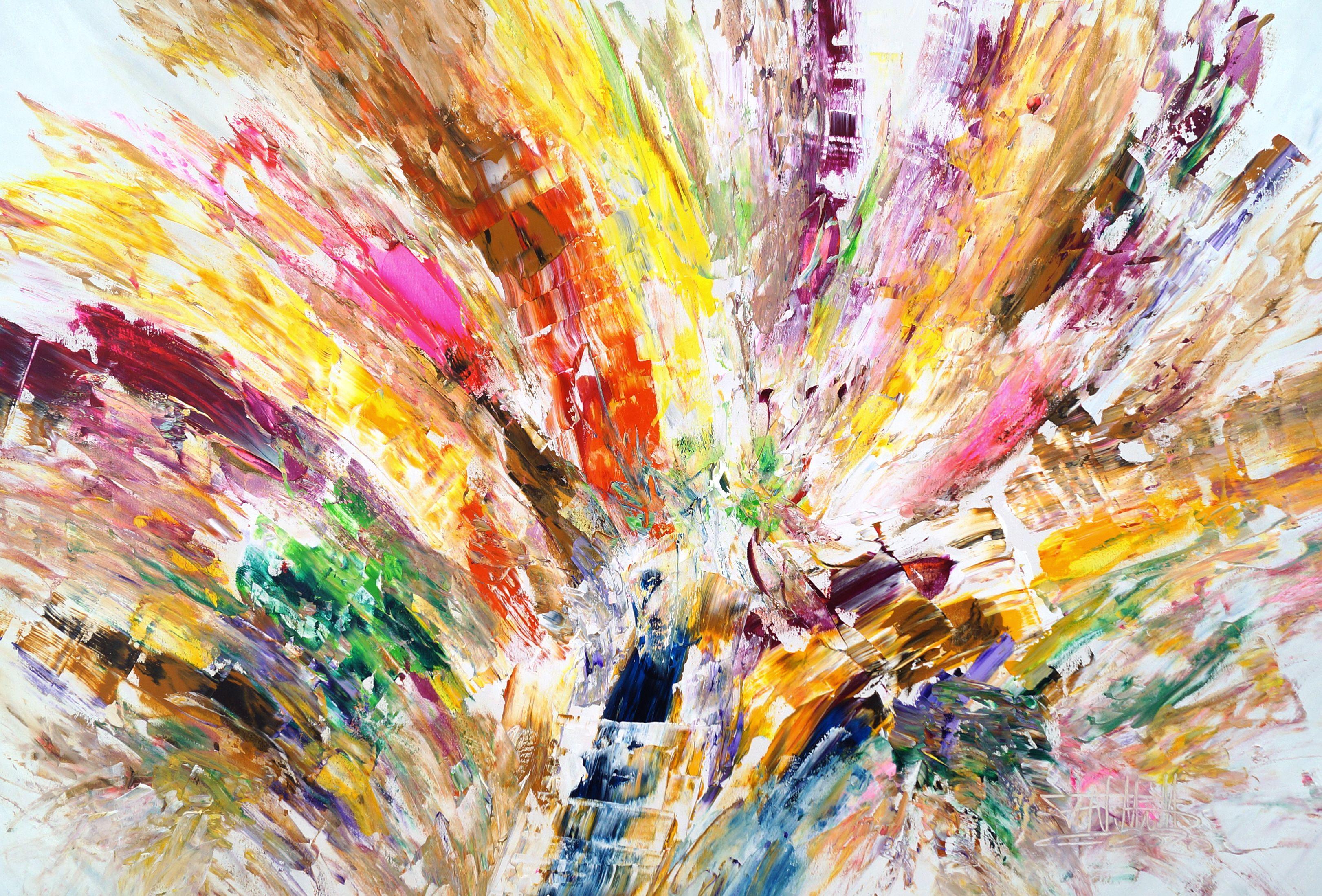 Abstract Painting Peter Nottrott - Impressions d'été vibrantes XL 1, peinture, acrylique sur toile