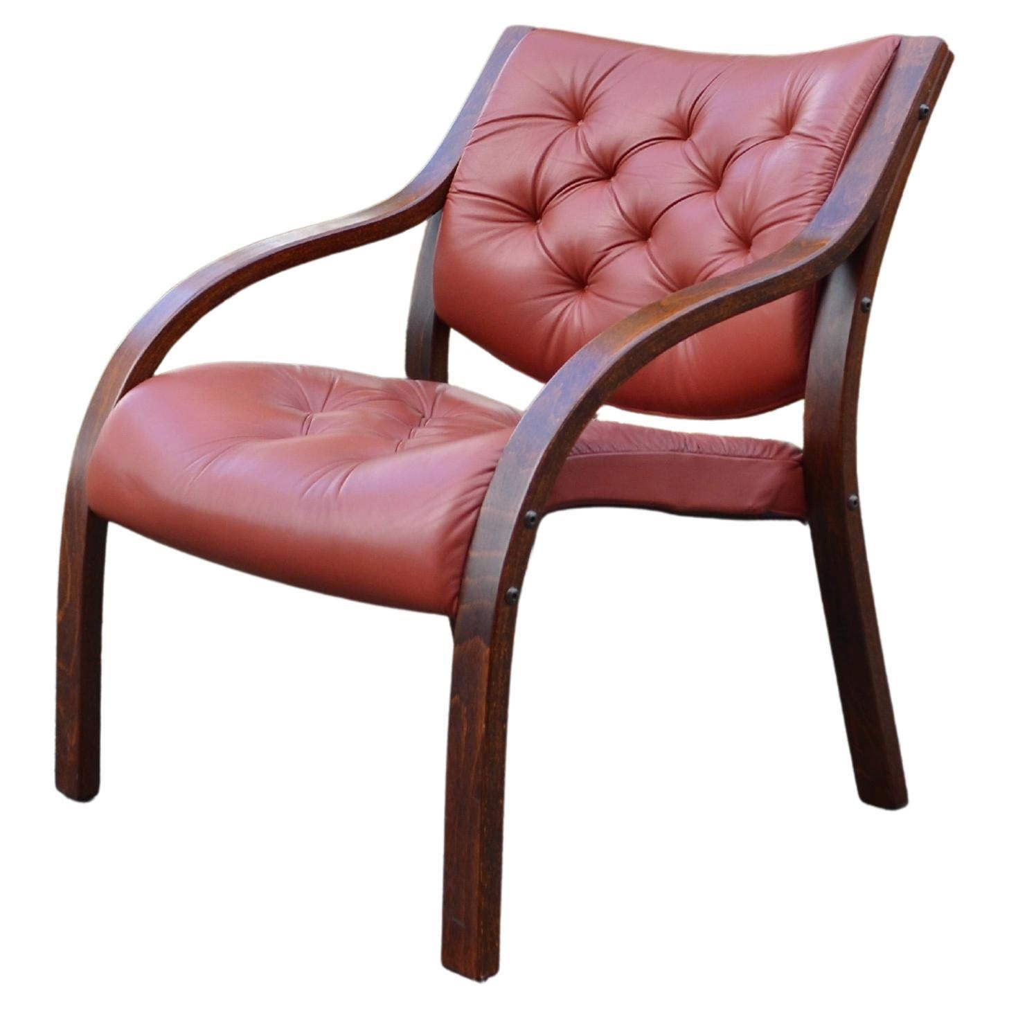 Peter Opsvik Modell Polo Leather Lounge Chair Stokke Varier whine red