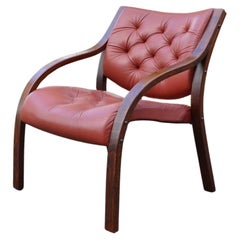 Peter Opsvik Modell Polo Leather Lounge Chair Stokke Varier whine red