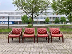 Peter Opsvik Modell Polo Leather Lounge Chair Stokke Varier weinrot 4er-Set