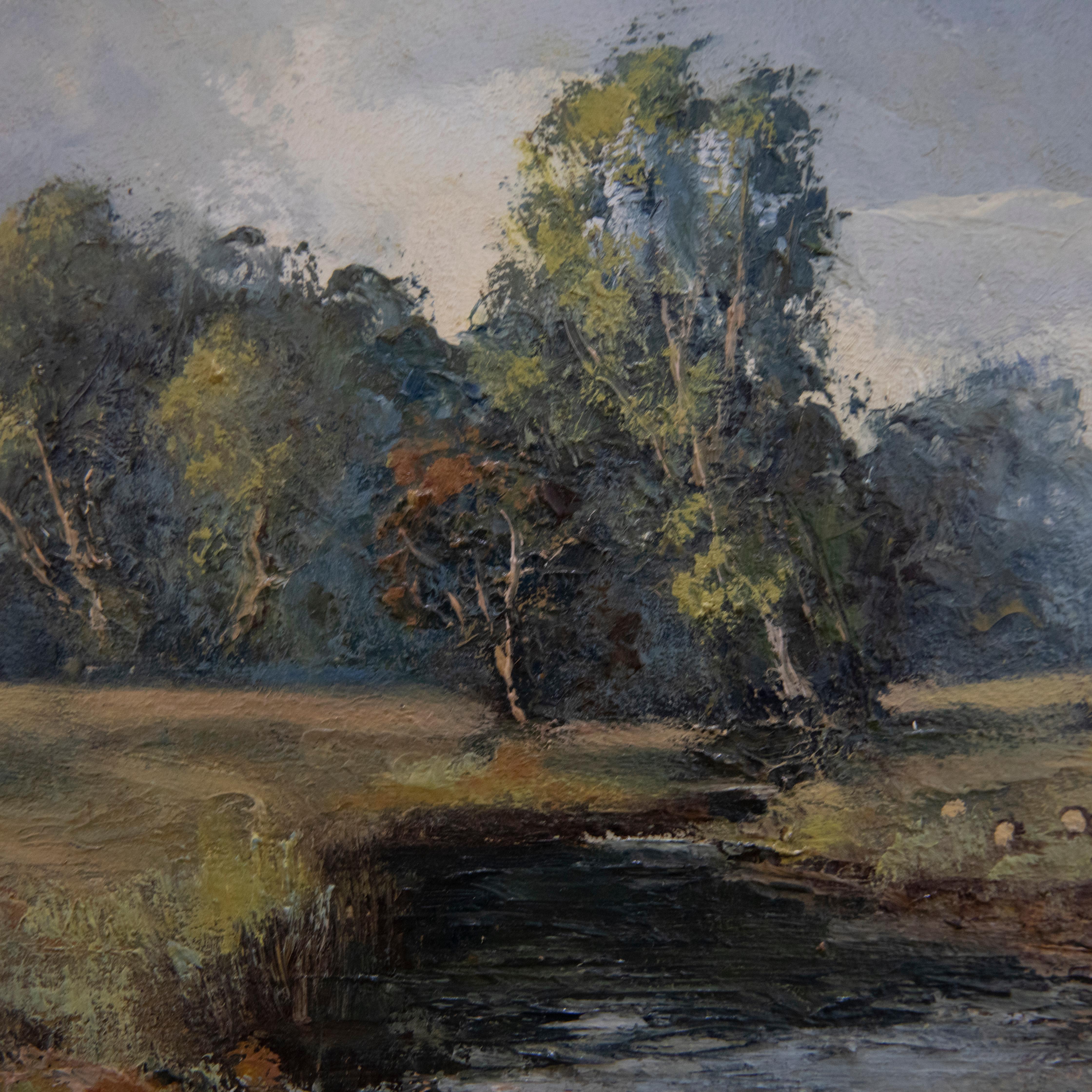 Peter Oliver (1927-2006)) - 20th Century Oil, View of the River Otter For Sale 3