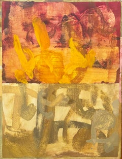 « Curtain », œuvre abstraite en techniques mixtes sur papier, signée, 2008