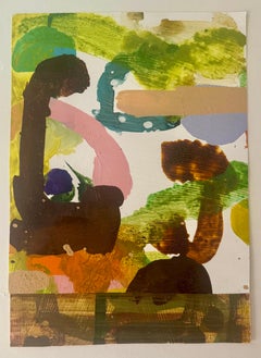 « Sans titre 62 », œuvre abstraite en techniques mixtes sur papier, signée, 2009