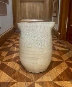 Signed Ceramic Vessel (2) by Peter Opheim, Crackled Glaze, 2010