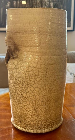 Vaso de cerámica firmado (3) por Peter Opheim, esmalte craquelado, 2010