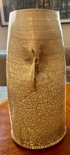 Vaso de cerámica firmado (3) por Peter Opheim, esmalte craquelado, 2010