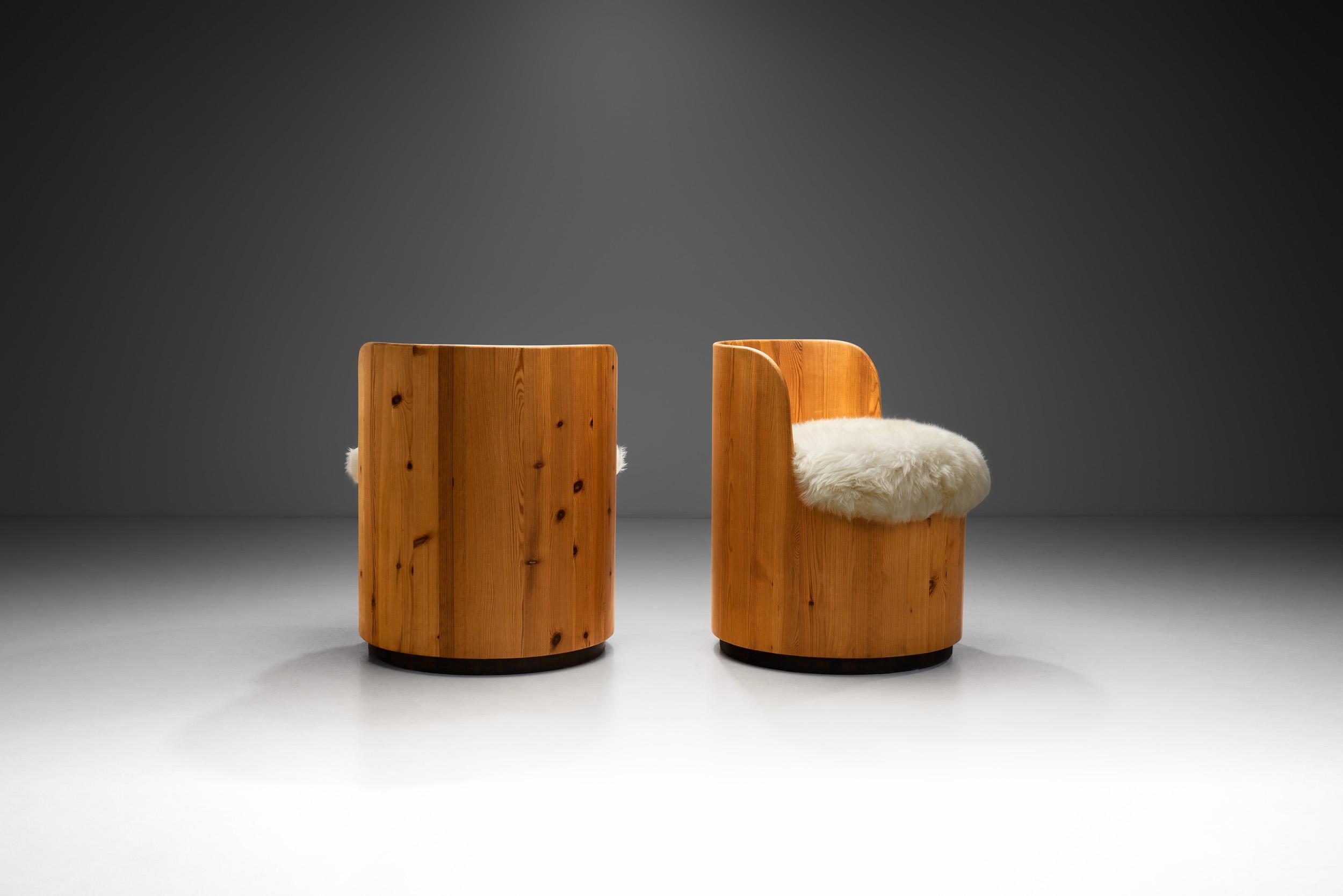 Mid-Century moderno Sedie a botte in pino 