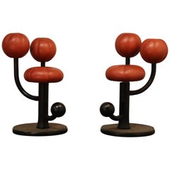Peter Opsvik Scandinavian Leather Garden / Globe Bar Stools for Stokke