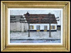 Vintage The White House - Mid 20th Century French Naif Street Scene Oil Painting