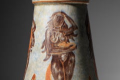 Peter Orlando ceramic vase from Sèvres, dated 1950, decorated with women