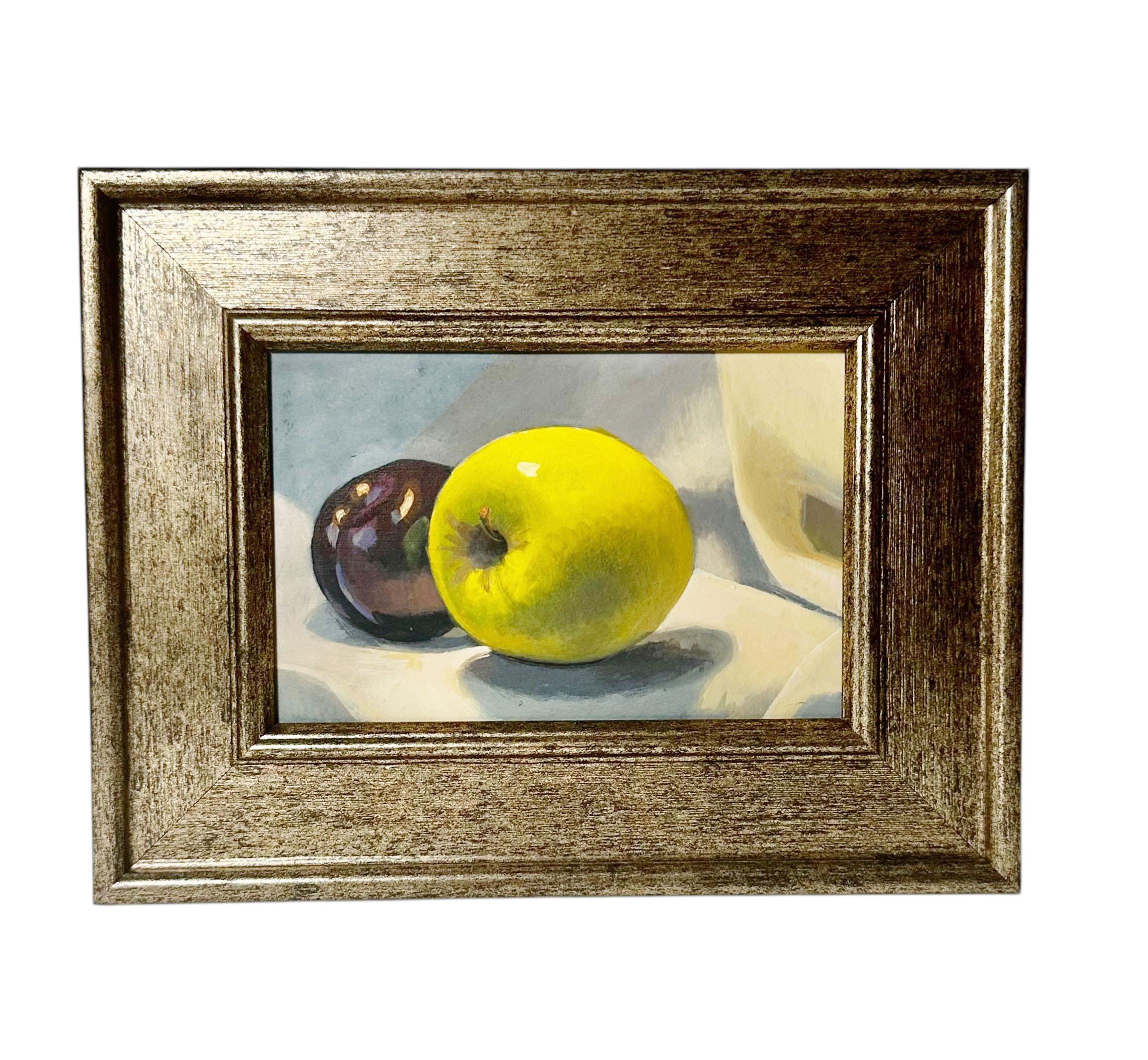  beautifully balanced pair of oil on board still life paintings by listed artist Peter Orrock, each housed in an elegant gold frame that complements the richness of the palette and the classic composition. The gilt finish adds warmth and depth,