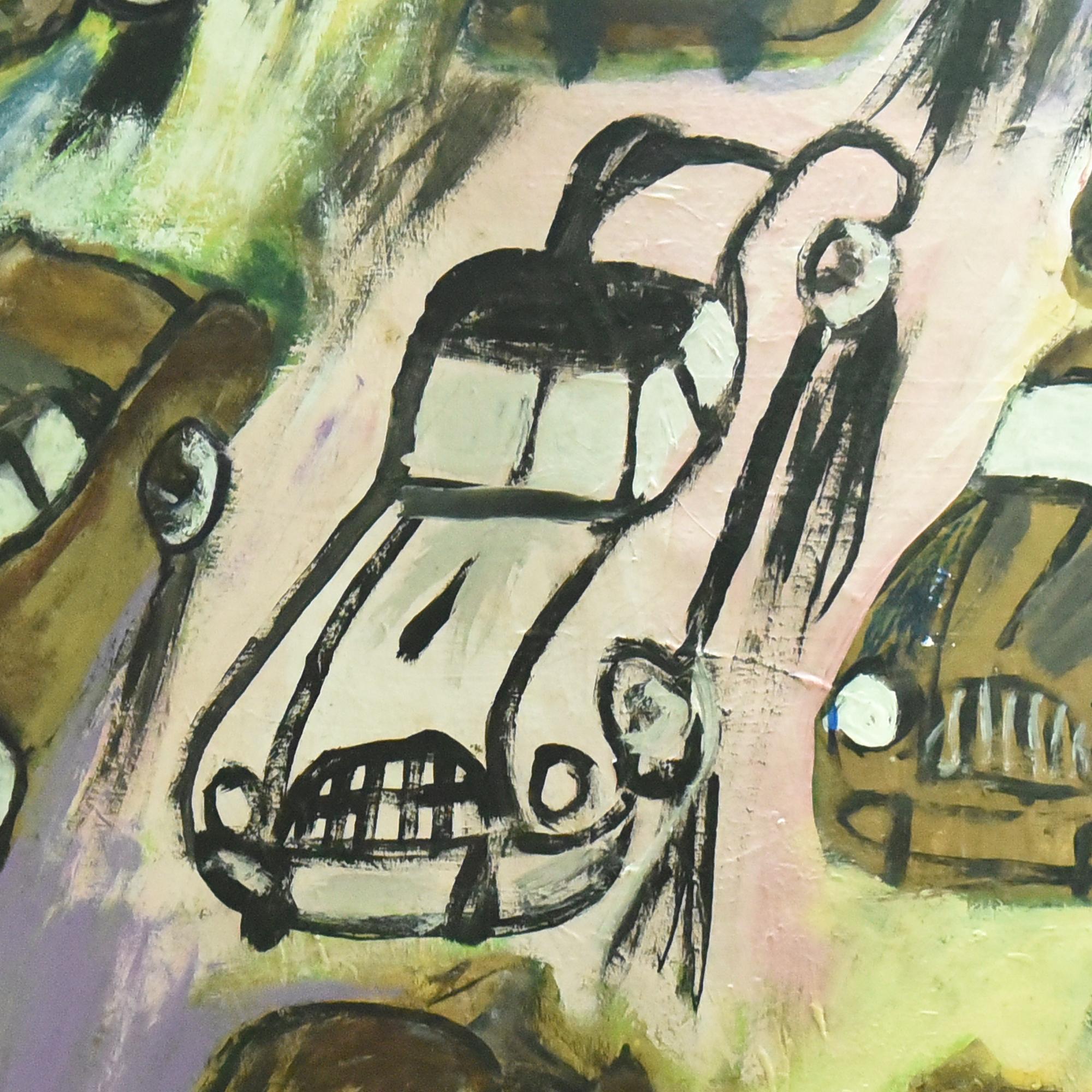 '1-95' Pittura figurativa di automobili - Figurative Painting Grigio di Peter Otfinoski