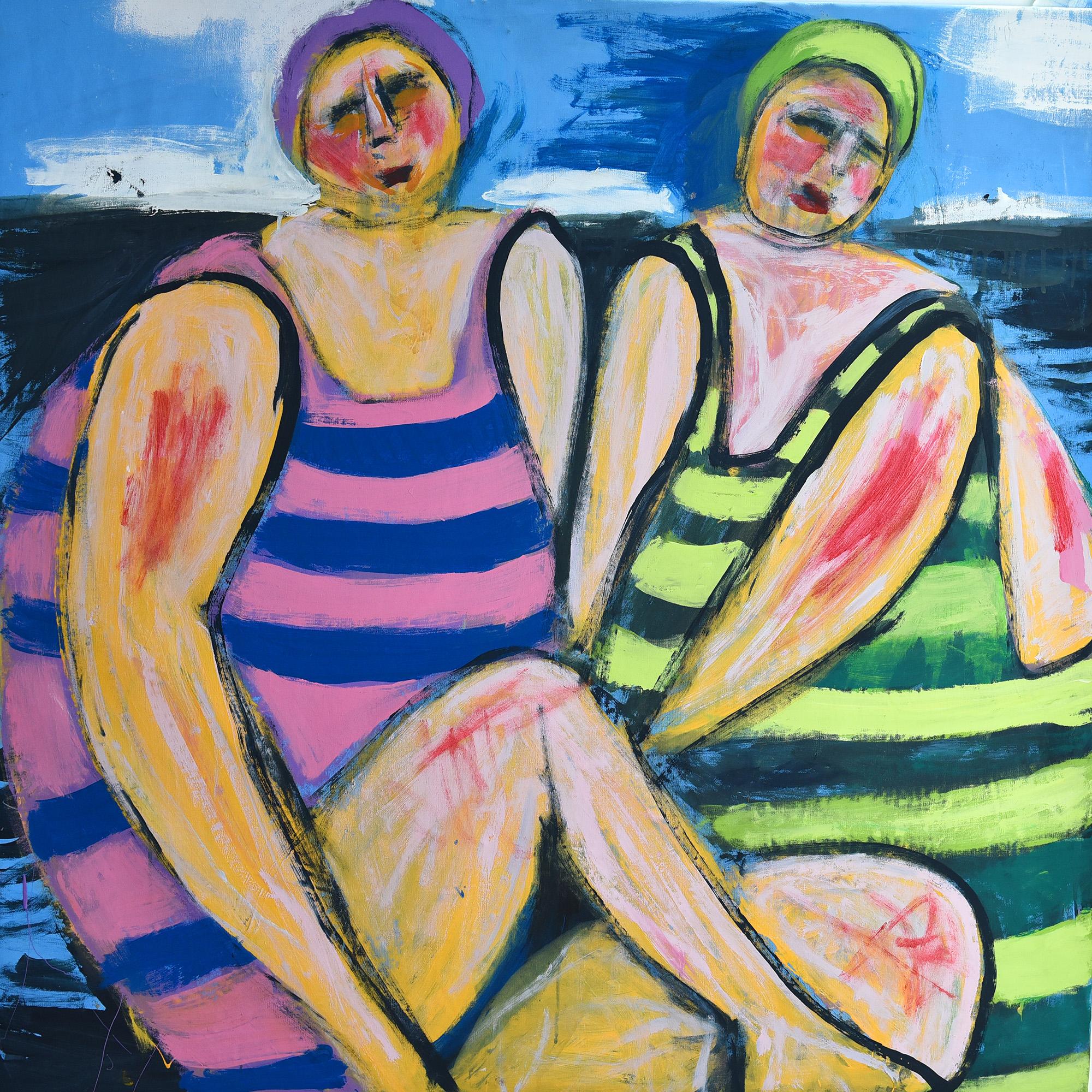 Peter Otfinoski Figurative Painting - 'Big Bathers' Figurative Female Bathers Painting