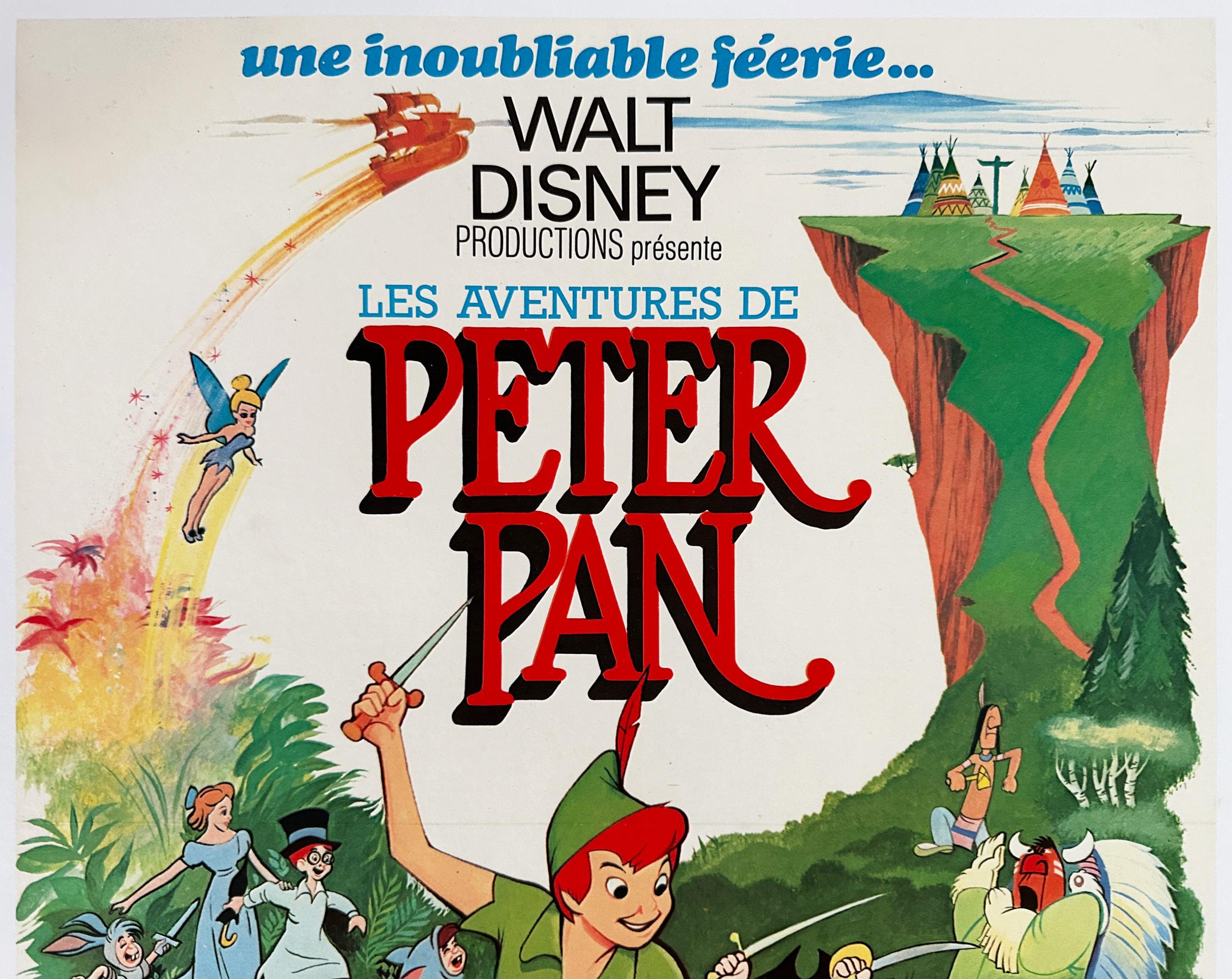 Francese Poster cinematografico francese di Peters Pan degli anni '70, Disney in vendita