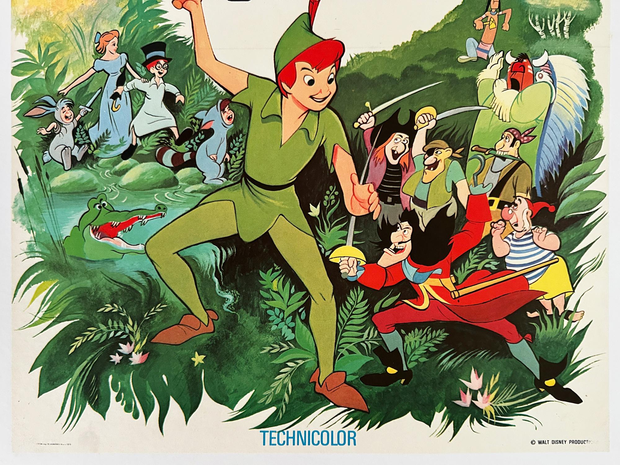Poster cinematografico francese di Peters Pan degli anni '70, Disney In condizioni buone in vendita a Bath, Somerset