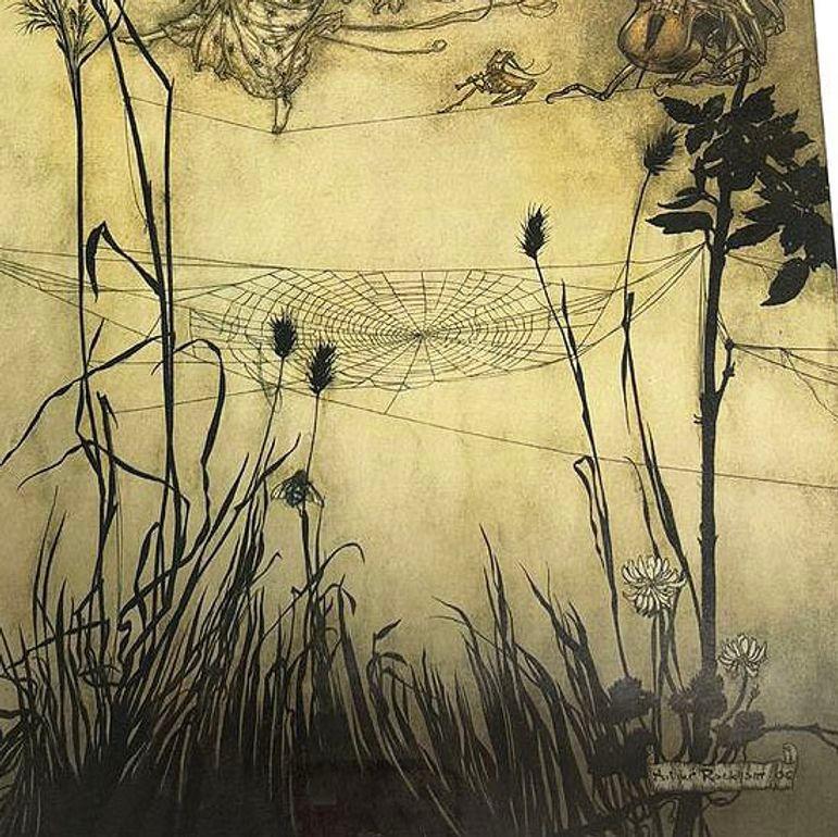 Legno Le fate di Peters sono squisite ballerine Stampa litografica Arthur Rackham con cornice in vendita