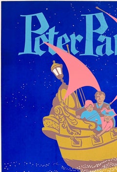 PETER PAN – FANTASYLAND DISNEYLAND Original-Vintage-Siebdruck-Attraktionsplakat