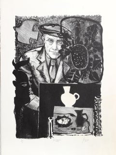Braque, signierte surrealistische Lithografie von Peter Paone