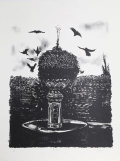 Fountain, Surrealist Signed Lithograph by Peter Paone
