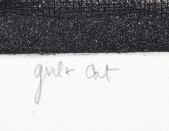 Girl and Cat, Surrealist Signed Etching by Peter Paone