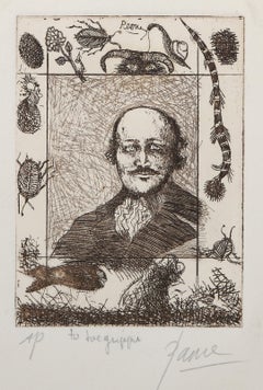 Self-Portrait, acquaforte moderna di Peters Paone