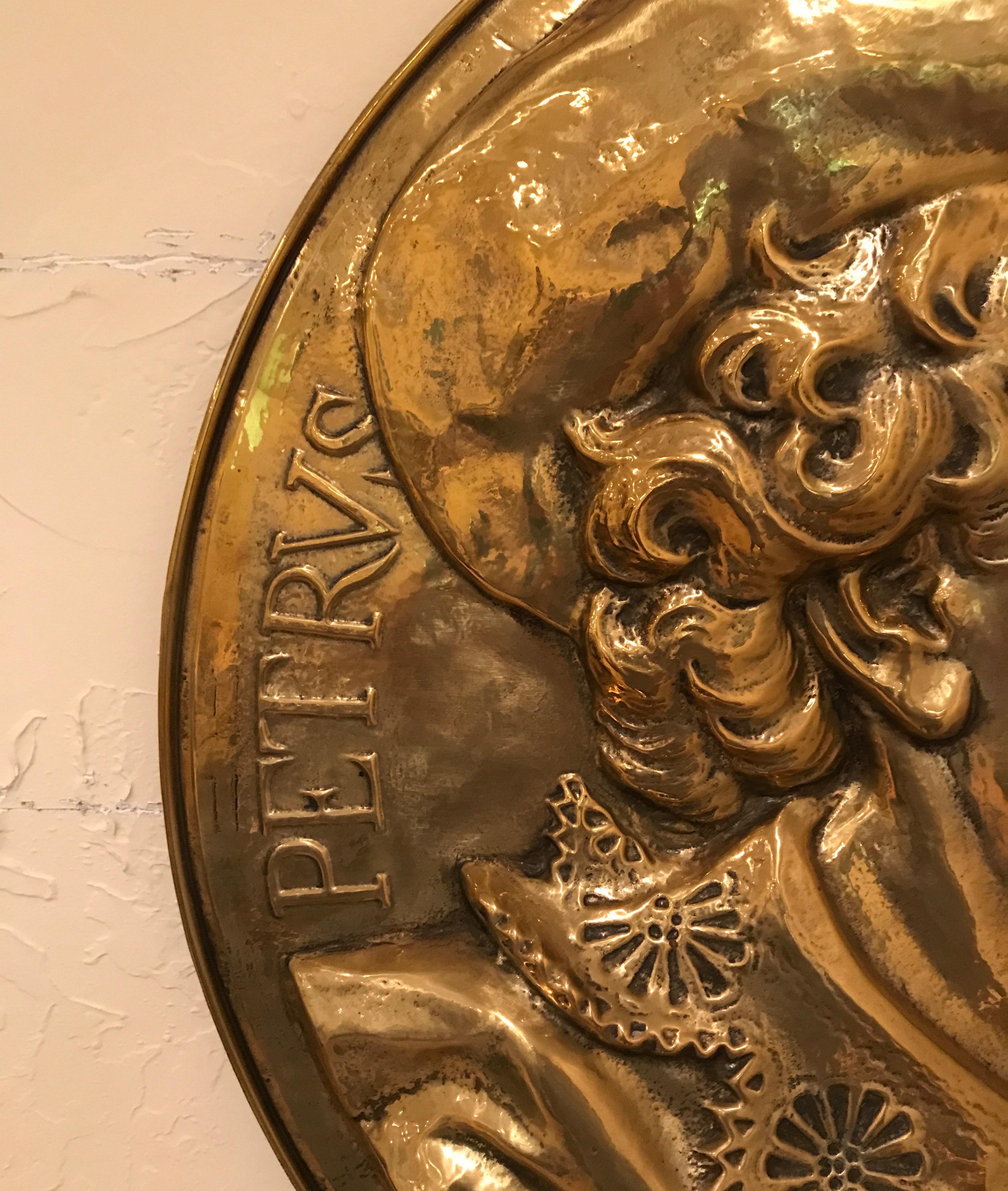 Round brass wall plaque of the Flemish master, Peter Paul Rubens.