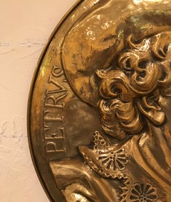 Round Brass Wall Plaque of Peter Paul Rubens, Early 20th Century