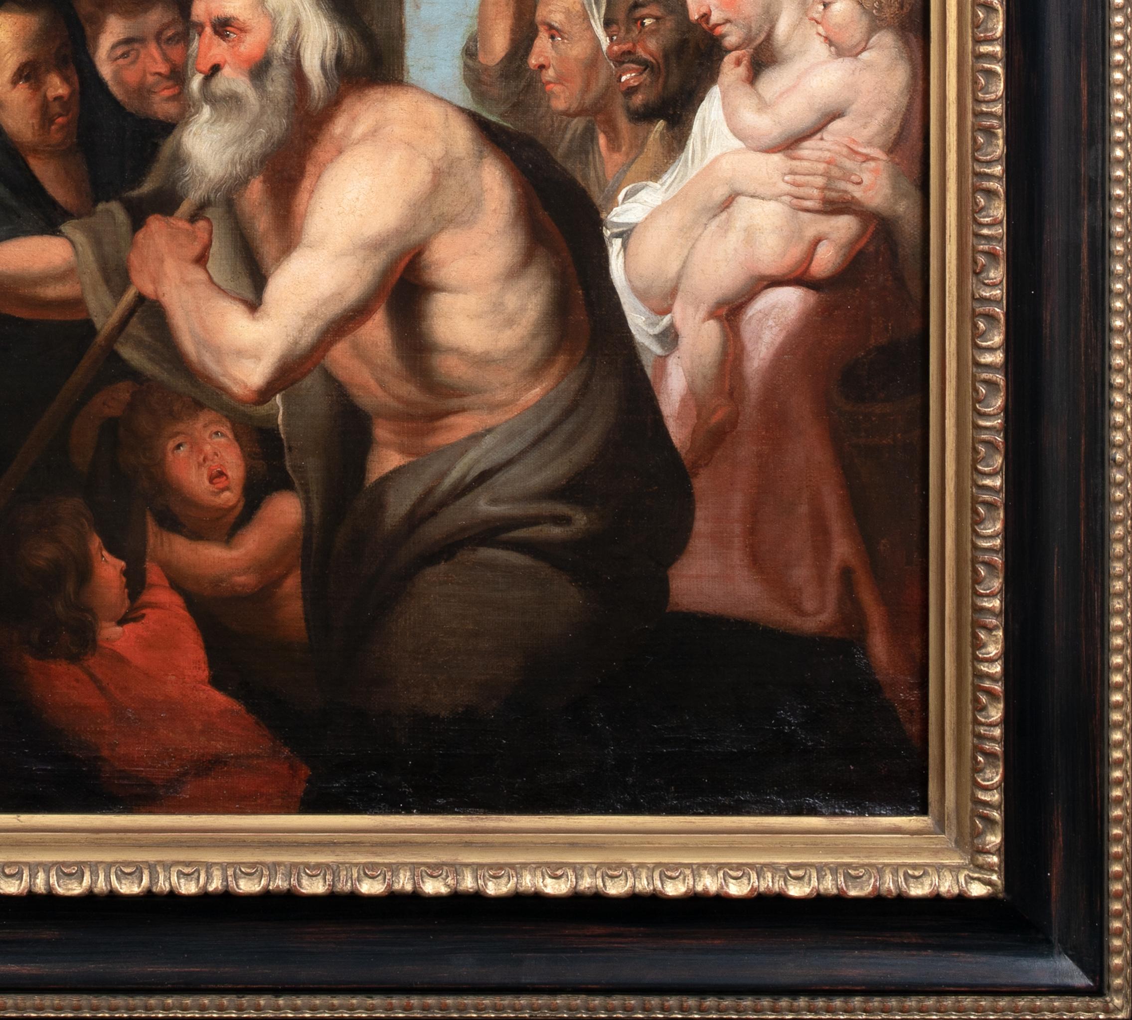 Diogenes Looking For An Honest Man, 17th Century

circle of PETER PAUL RUBENS (1577-1640)

Large 17th Century Dutch Old Master depiction of Diogenes looking for an honest man, oil on canvas. Excellent quality and condition scene typical of Rubens