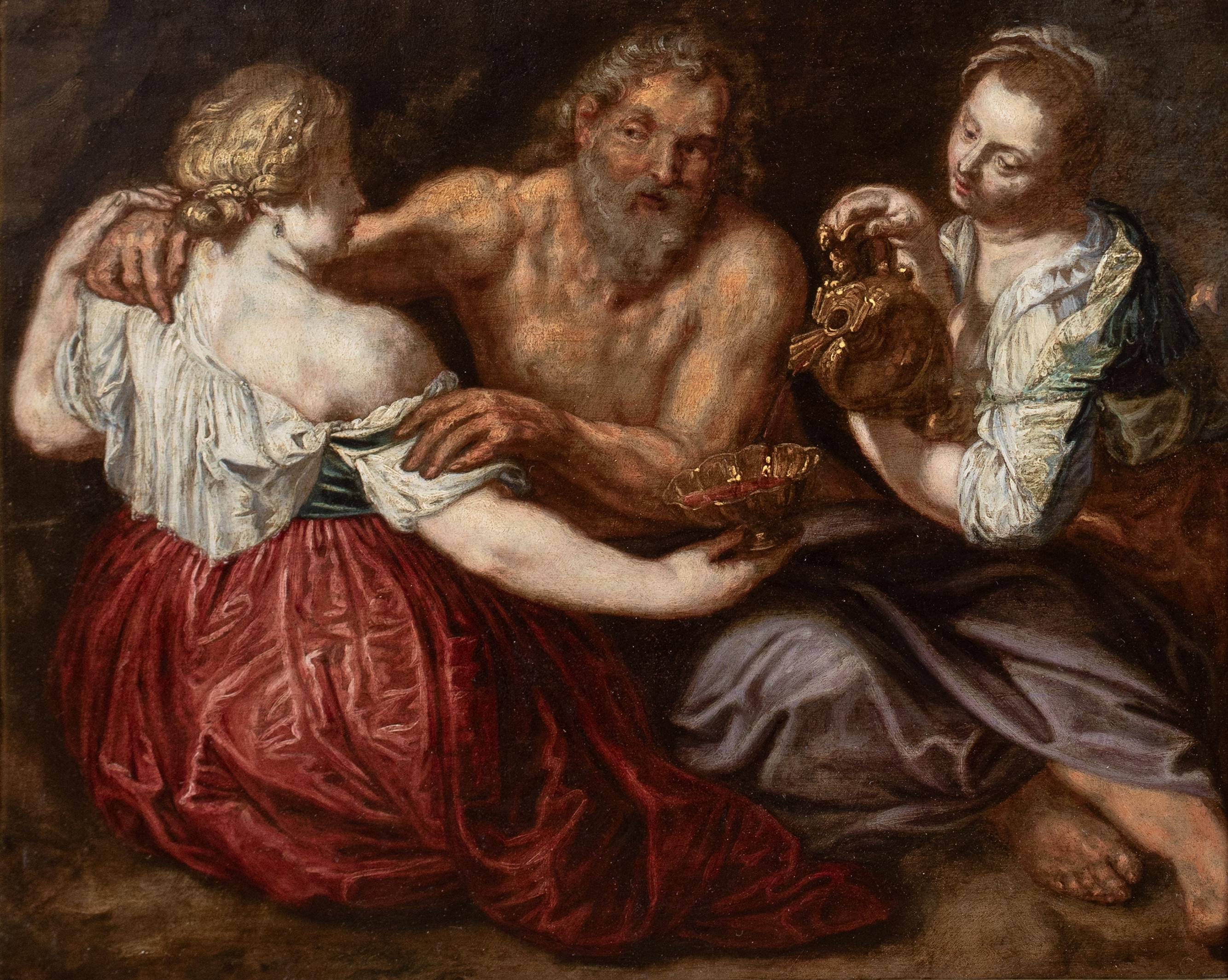 Lot & His Daughters, 17th Century - Brown Portrait Painting by Peter Paul Rubens