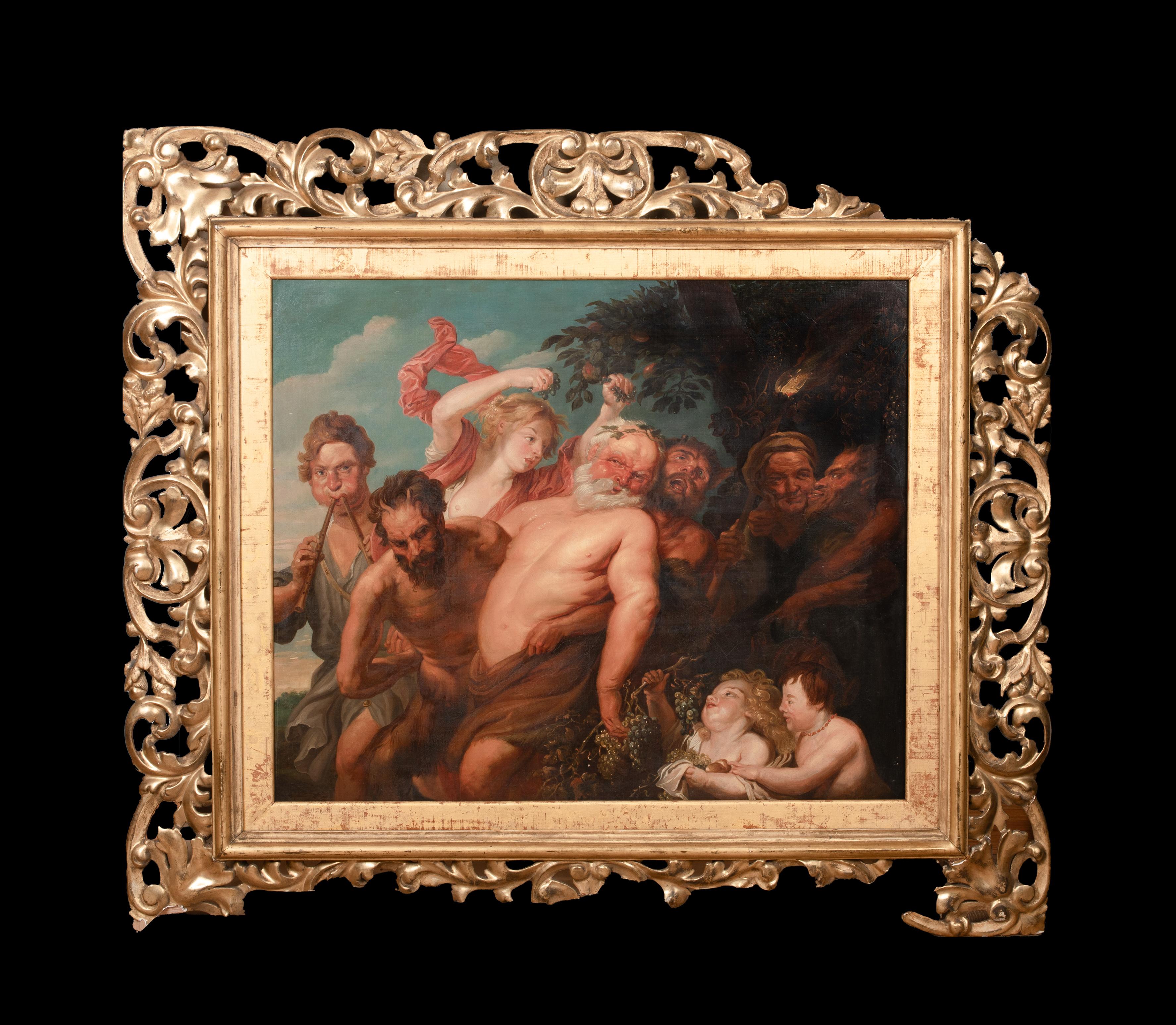 El Sileno borracho y los sátiros, siglo XVIII - Portrait Painting Marrón de Peter Paul Rubens