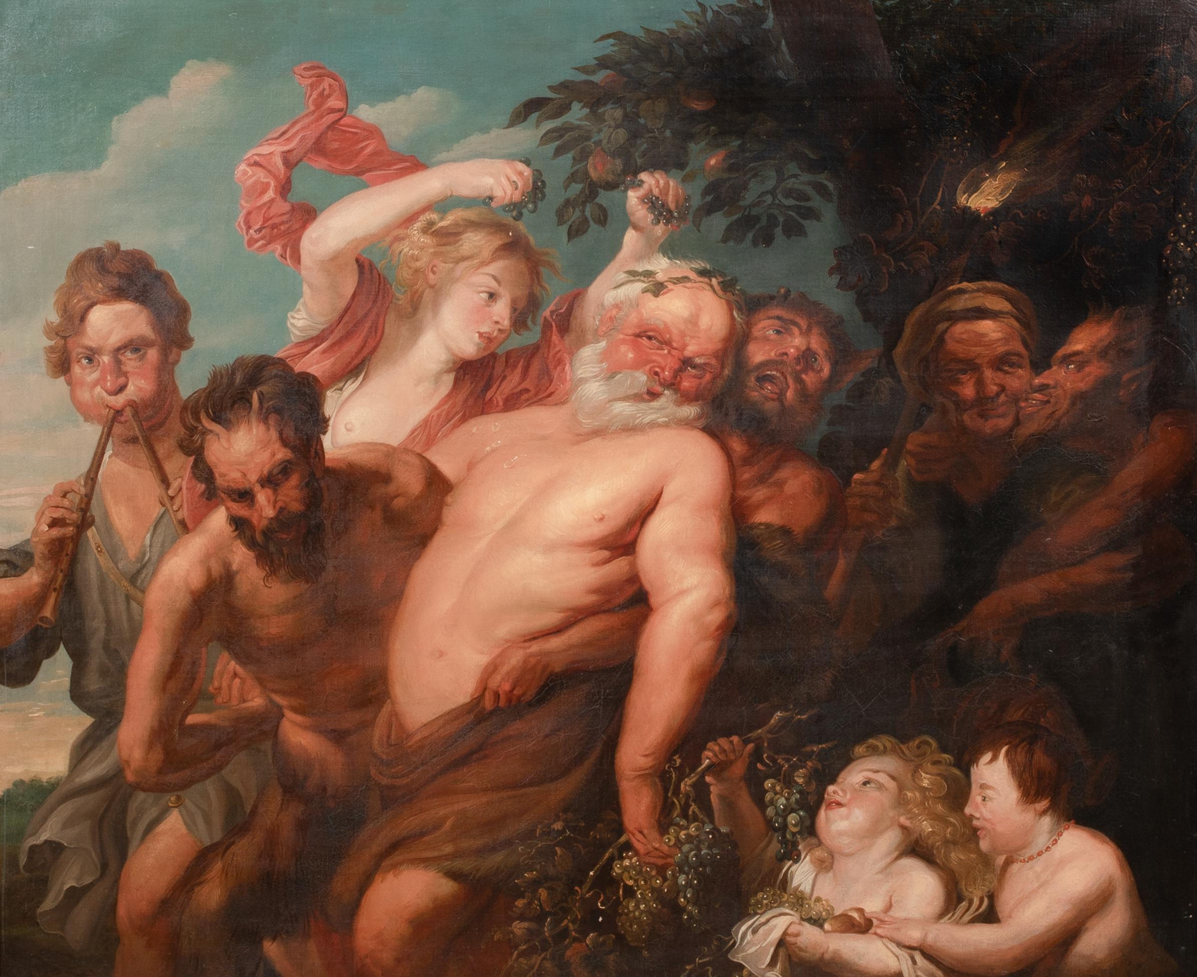 El Sileno Borracho y los Sátiros, Siglo XVII / XVIII

seguidor de PETER PAUL RUBENS (1577-1640)

Gran escena del Viejo Maestro holandés del siglo XVII/XVIII del Sileno borracho, tutor del dios griego del vino Dioniso, óleo sobre lienzo. Versión a
