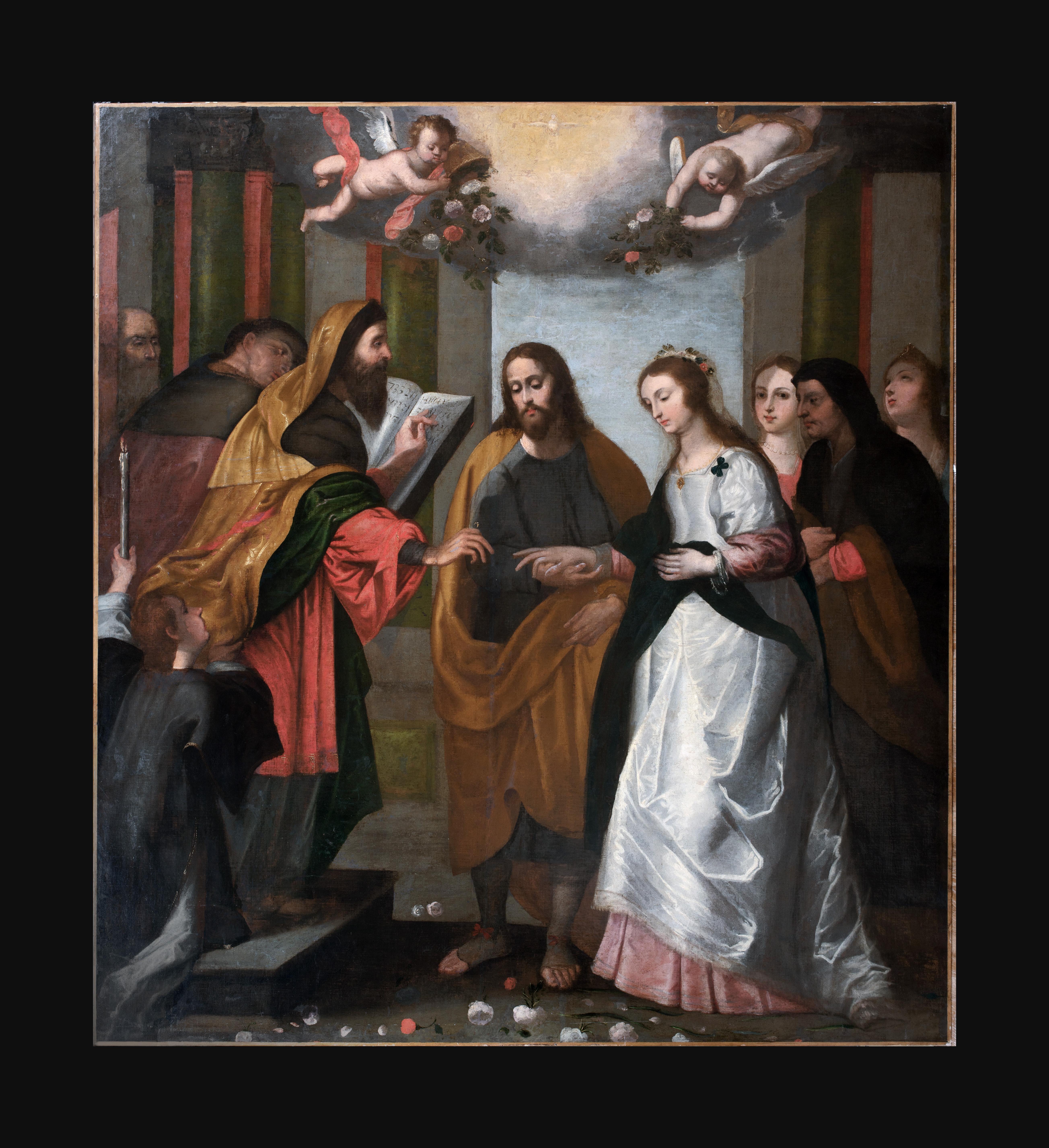 Il matrimonio della Vergine, XVII secolo - Painting di Peter Paul Rubens
