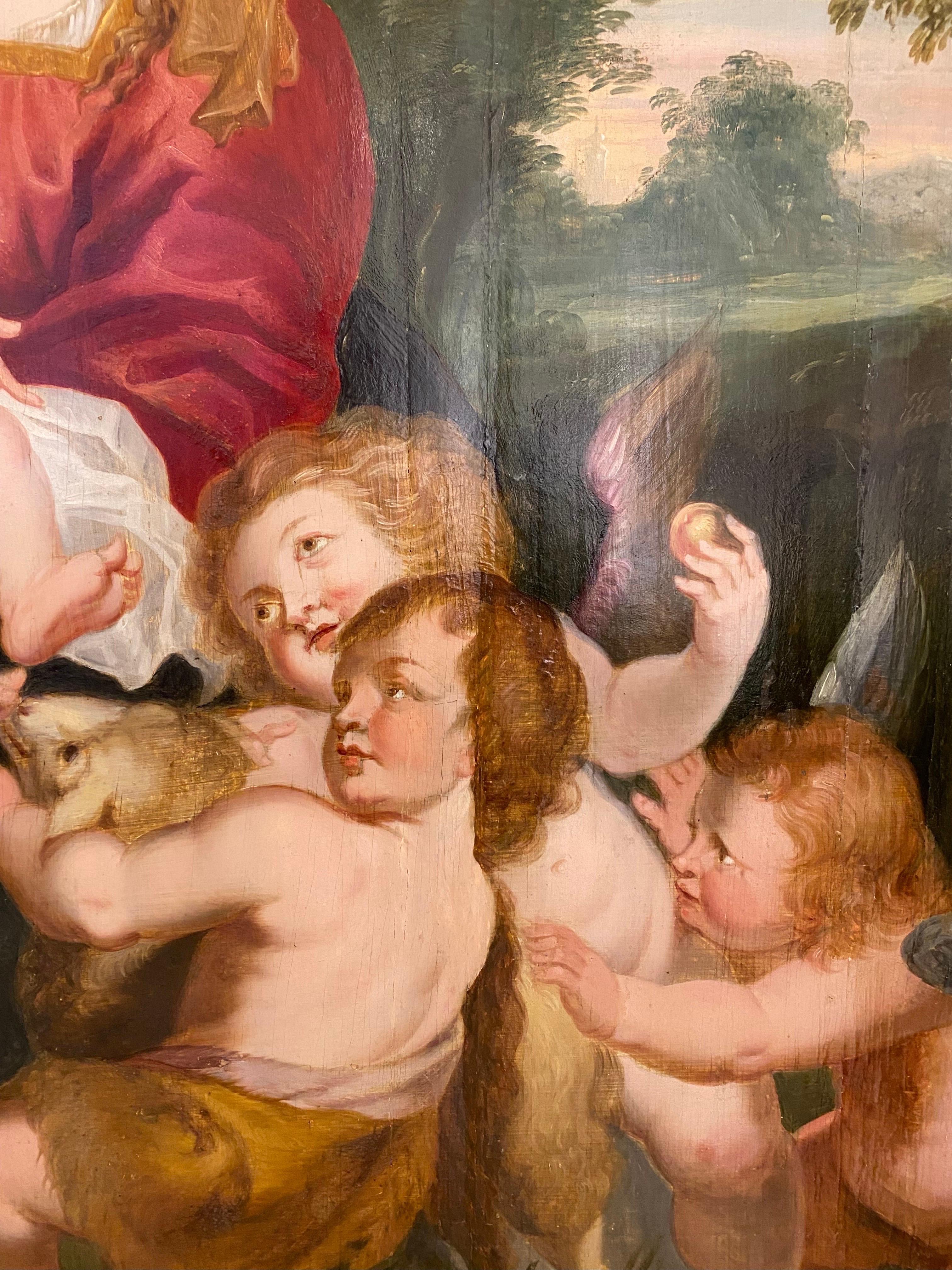 Virgin with child  - Brown Figurative Painting by Peter Paul Rubens