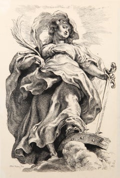 Sainte Catherine, héliogravure sur papier vergé fin de Peter Paul Rubens
