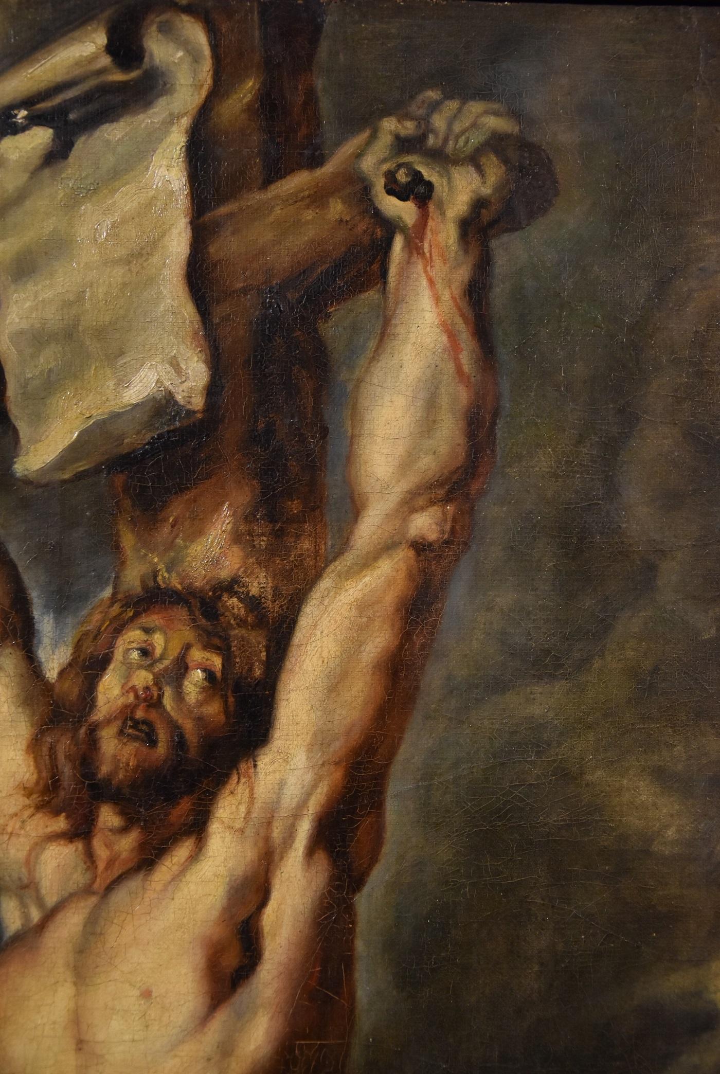 Christ Crucified Rubens Paint Oil on canvas Old master 17th Century Religious For Sale 4