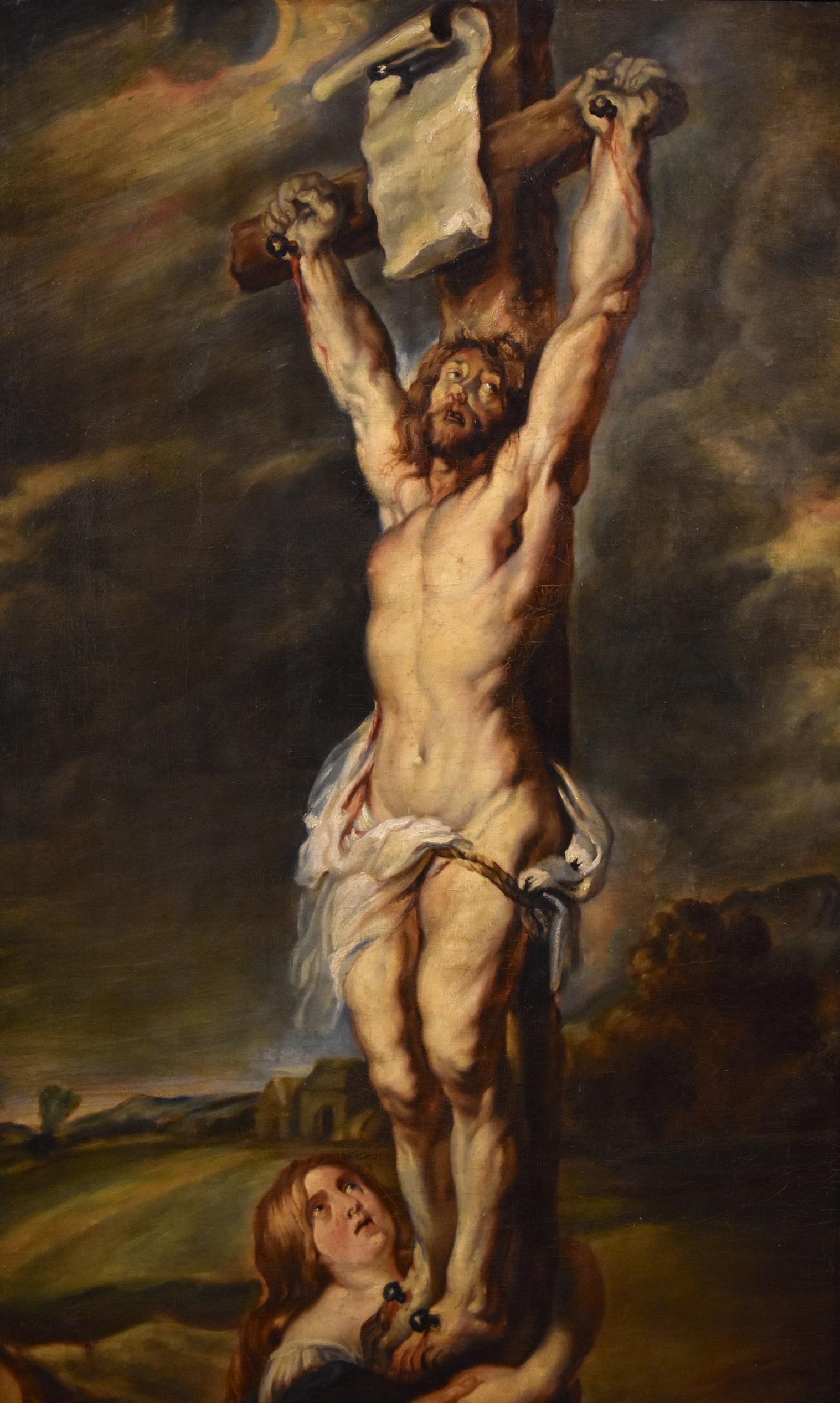 Christ Crucified Rubens Paint Oil on canvas Old master 17th Century Religious For Sale 7