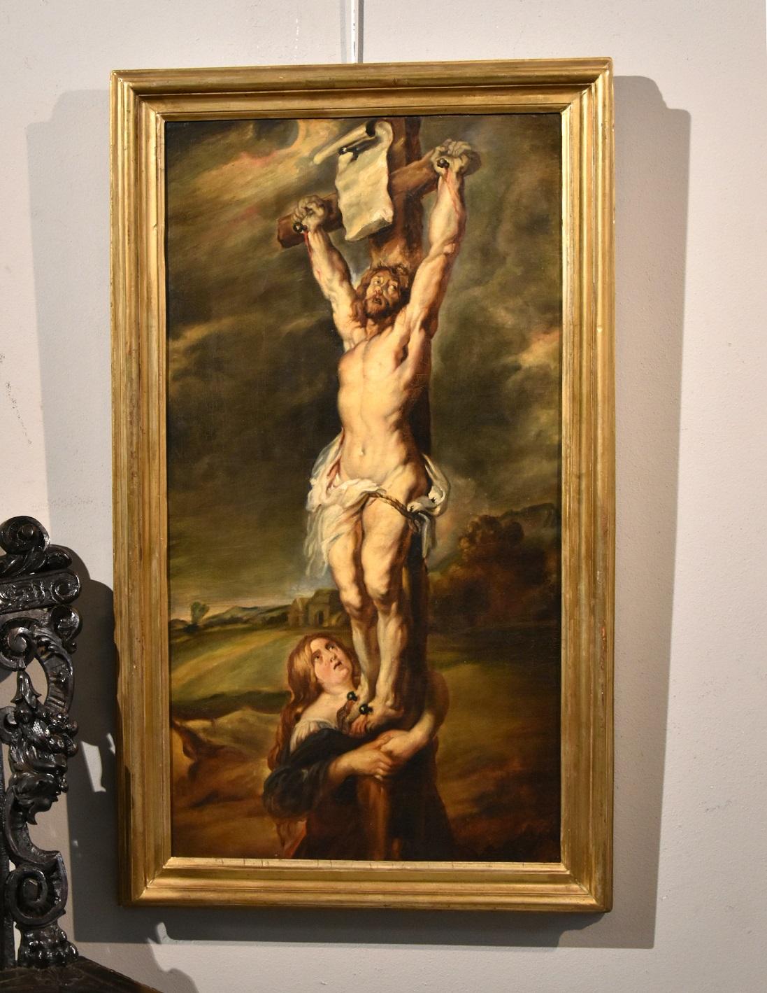 Christ Crucified Rubens Paint Oil on canvas Old master 17th Century Religious For Sale 8