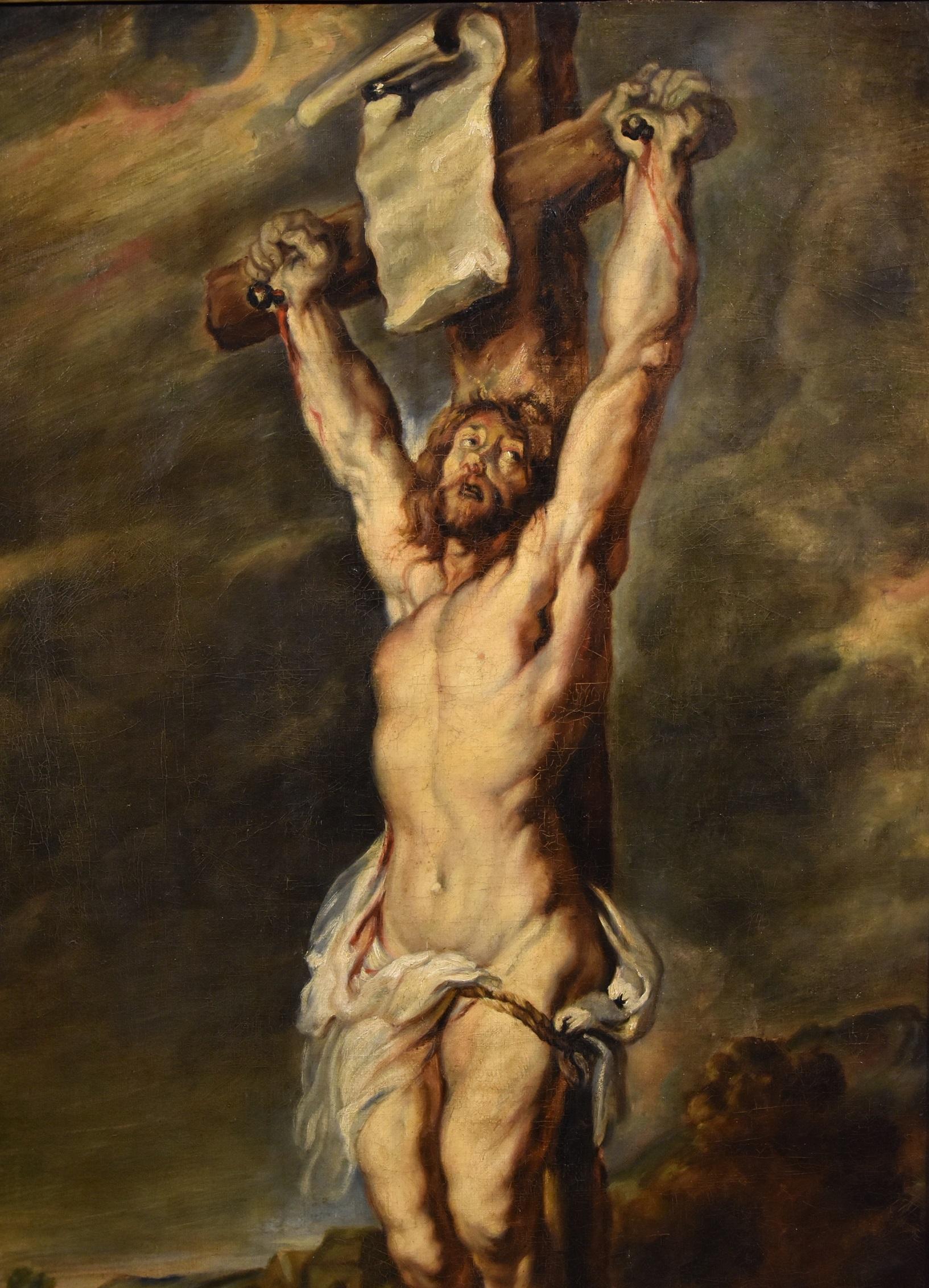 Christ Crucified Rubens Paint Oil on canvas Old master 17th Century Religious - Painting by Peter Paul Rubens (Siegen 1577 - Antwerp 1640)