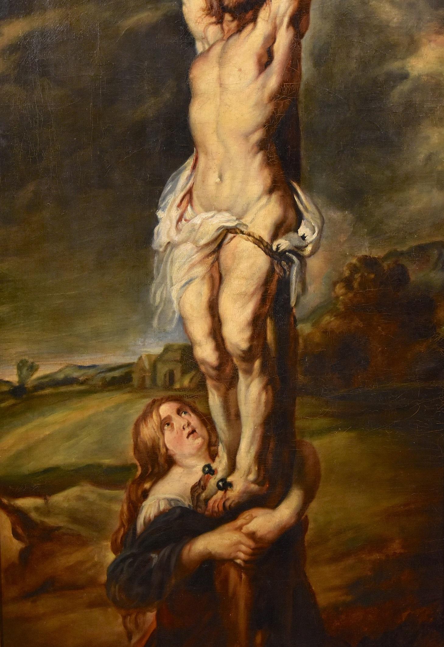 Christ crucifié Rubens Peinture Huile sur toile Vieux maître 17e siècle Religieux - Maîtres anciens Painting par Peter Paul Rubens (Siegen 1577 - Antwerp 1640)