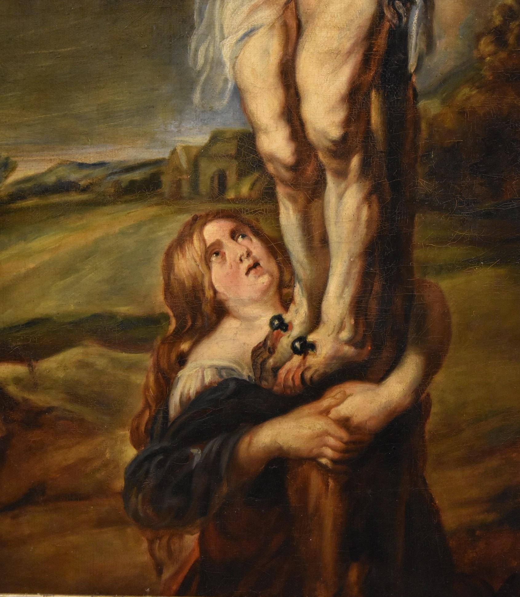 Christ crucifié Rubens Peinture Huile sur toile Vieux maître 17e siècle Religieux - Marron Portrait Painting par Peter Paul Rubens (Siegen 1577 - Antwerp 1640)