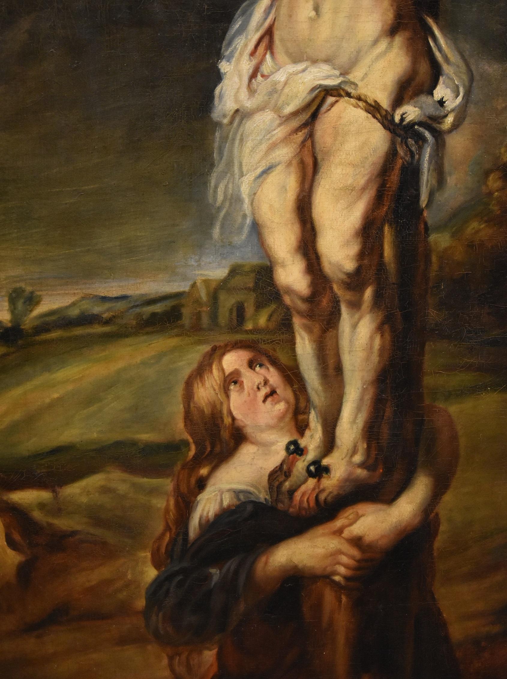 Peters Paul Rubens (Siegen 1577 - Anvers 1640) Atelier / cercle
Crucifixion du Christ avec Sainte Marie-Madeleine

Peinture à l'huile sur toile
112 x 62 cm. - Dans un cadre ancien 126 x 73 cm.

Tous les détails relatifs à cette peinture peuvent être