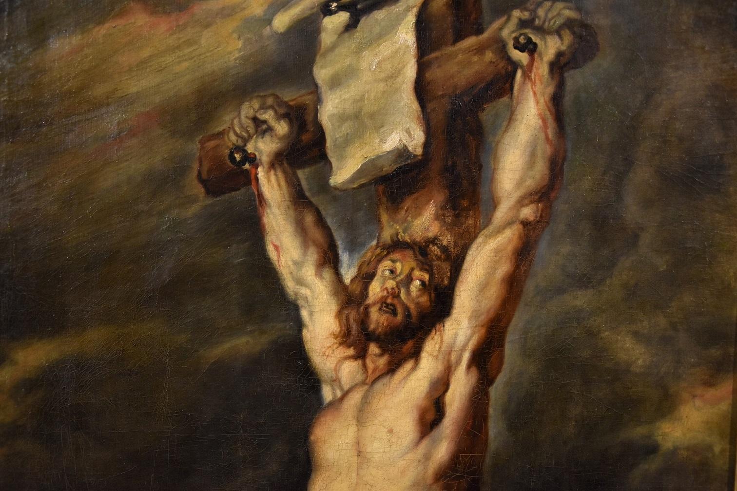 Christ crucifié Rubens Peinture Huile sur toile Vieux maître 17e siècle Religieux 3