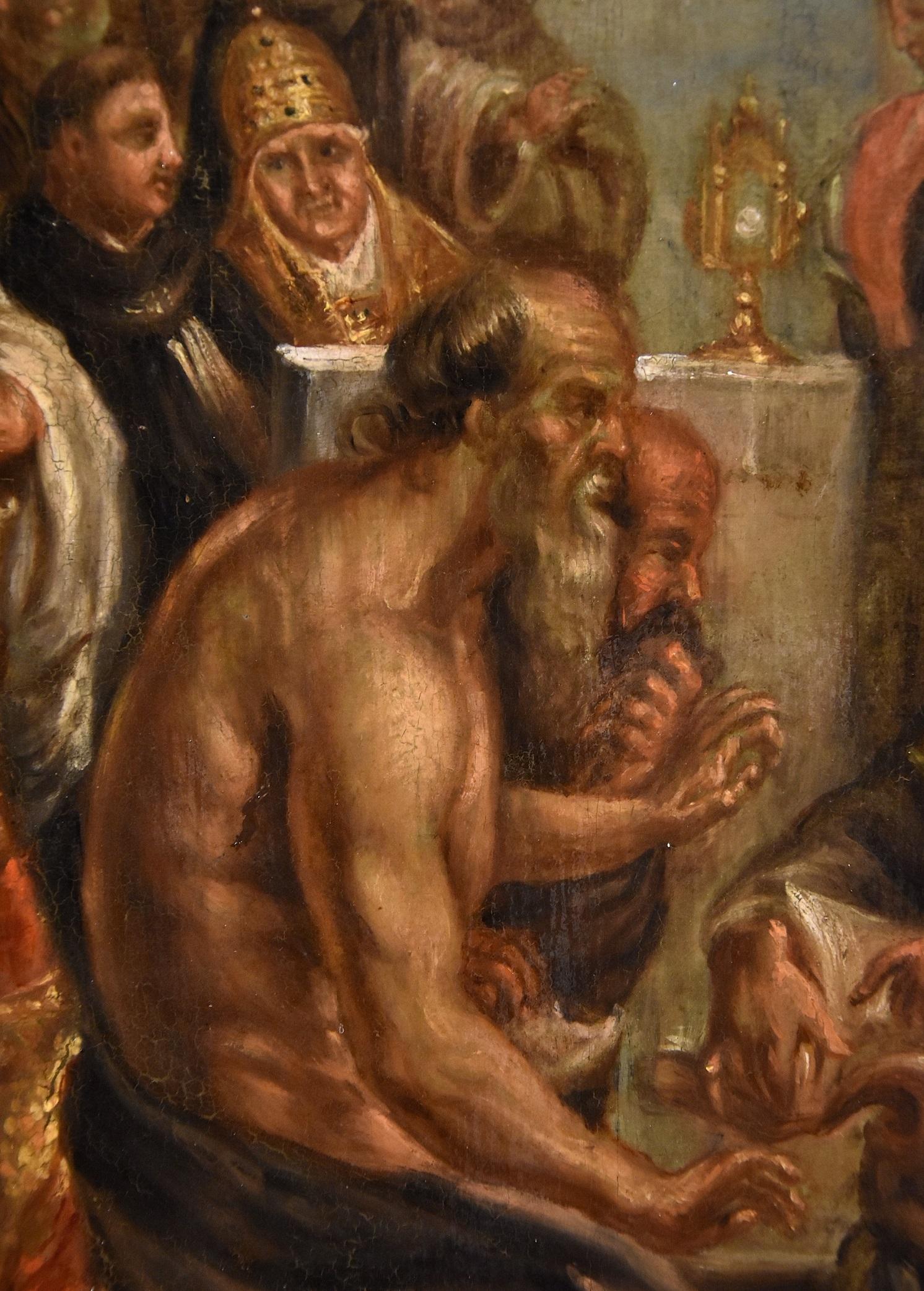 Dispute On The Eucharist Rubens Paint Old master Oil on table 17th Century Italy 8