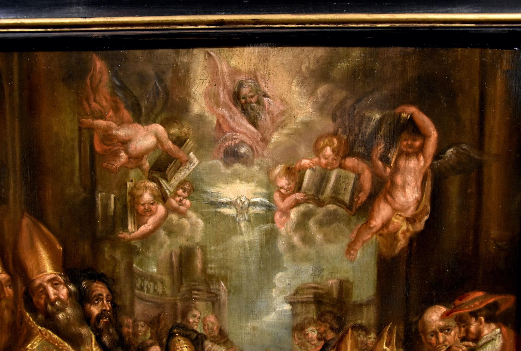 Dispute On The Eucharist Rubens Paint Old master Oil on table 17th Century Italy - Old Masters Painting by Peter Paul Rubens (Siegen 1577 - Antwerp 1640)